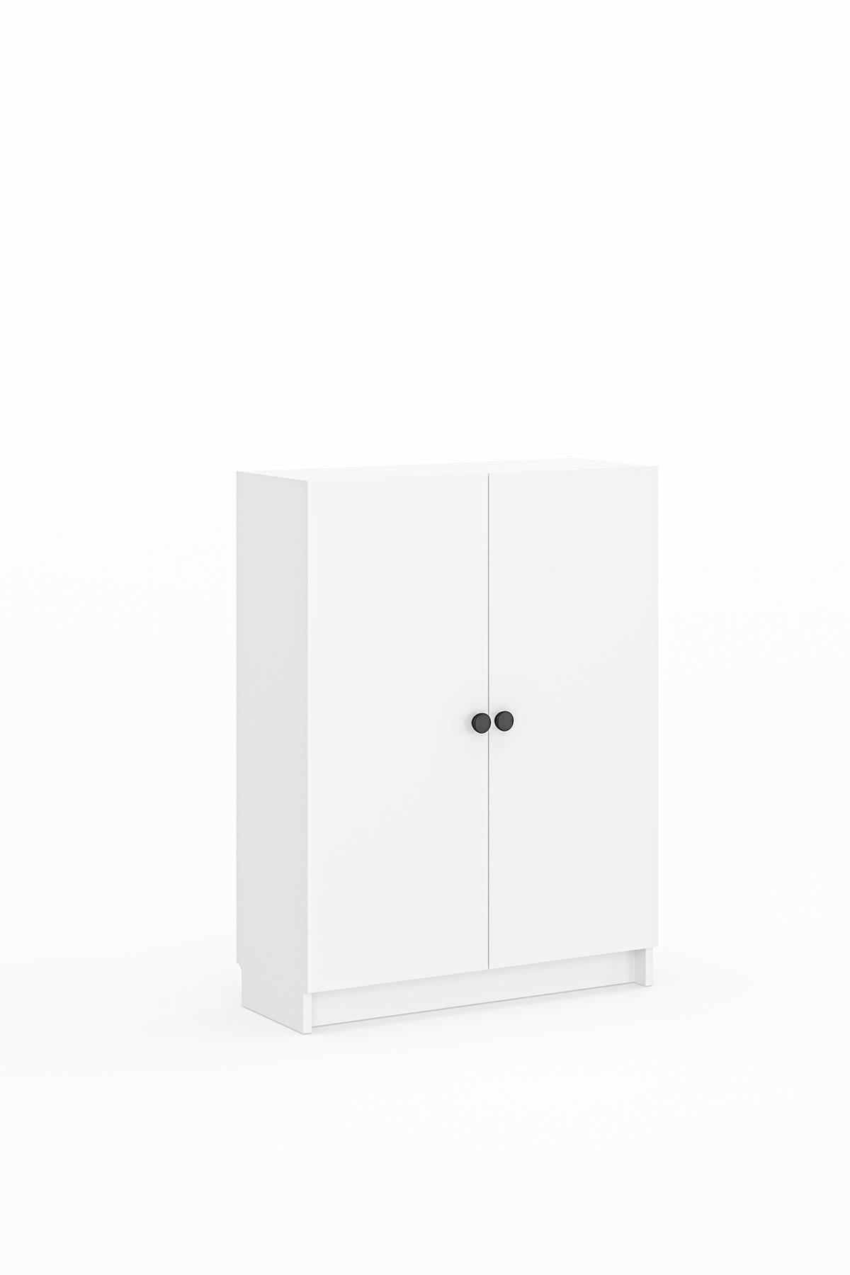 Bokhylle Hanah Home Bili 3 hyller 2 lokk (80 x 105 x 28 cm) Hvit -