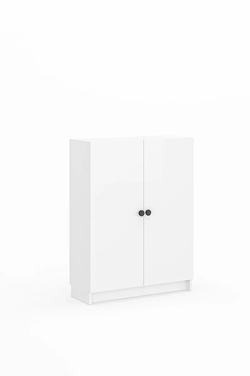 Bokhylle Hanah Home Bili 3 hyller 2 lokk (80 x 105 x 28 cm) Hvit, undefined