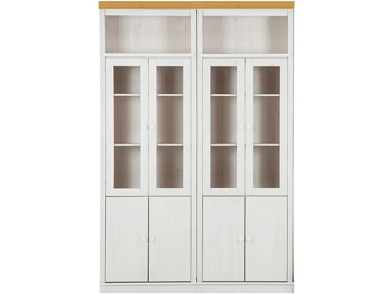 Bokhylle Loft24 Anita Hvit/honning - Hvit/honning - Oppbevaring - Skap - Vitrineskap