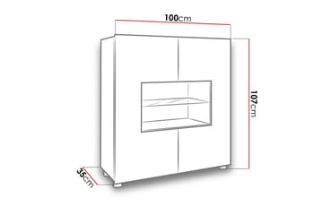 Calabrini Vitrineskap 100x35x107 cm - Brun - Oppbevaring - Skap - Vitrineskap