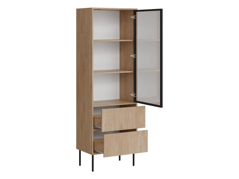 Claven Vitrineskap 60x185 cm - beige - Oppbevaring - Skap - Vitrineskap