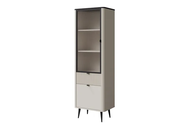 Cucina Vitrineskap 60x191 cm - Beige/Grå - Oppbevaring - Skap - Vitrineskap