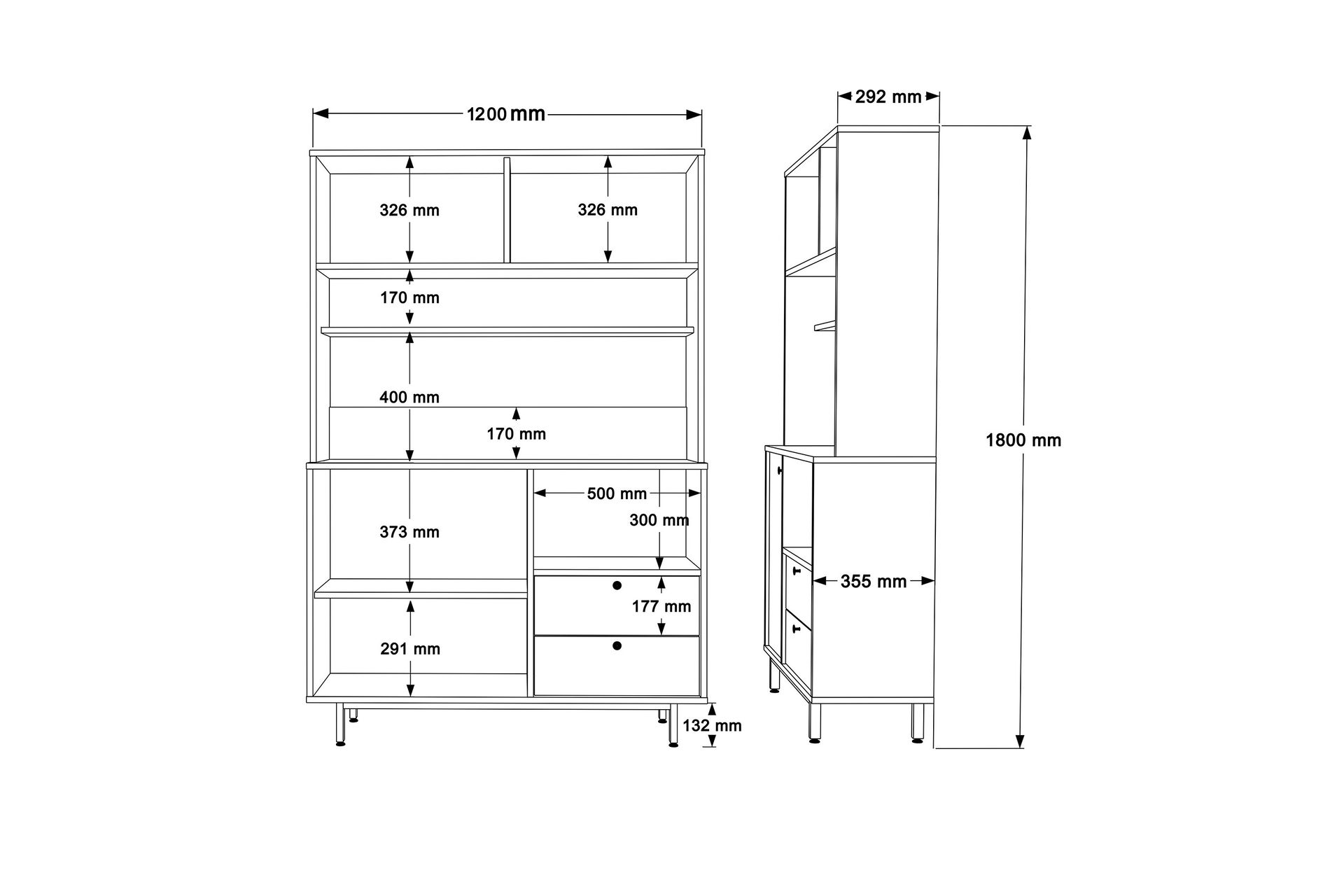 Donae Highboard - Eik/Antrasitt - Oppbevaring - Skap - Oppbevaringsskap