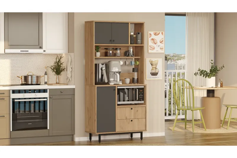 Donae Highboard - Eik/Antrasitt - Oppbevaring - Skap - Oppbevaringsskap