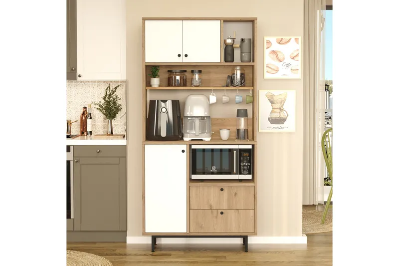 Donae Highboard - Eik/Hvit - Oppbevaring - Skap - Oppbevaringsskap