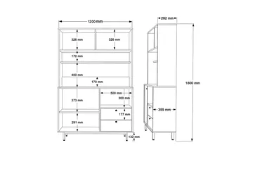 Donae Highboard - Eik/Hvit - Oppbevaring - Skap - Oppbevaringsskap