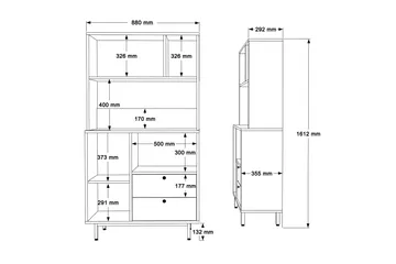 Donae Highboard - Eik/Hvit - Oppbevaring - Skap - Oppbevaringsskap