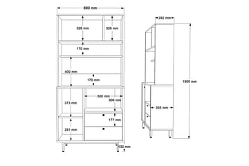 Donae Highboard - Eik/Hvit - Oppbevaring - Skap - Oppbevaringsskap