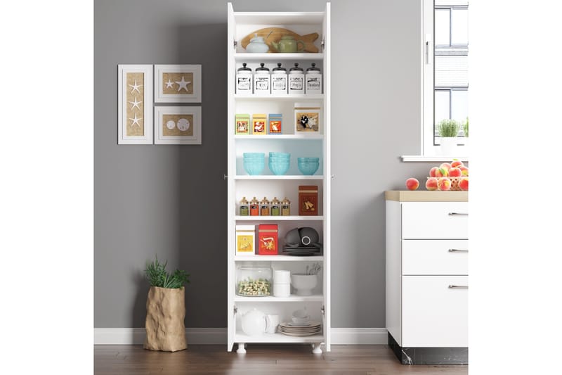 Elspet Highboard - Hvit - Oppbevaring - Skap - Oppbevaringsskap
