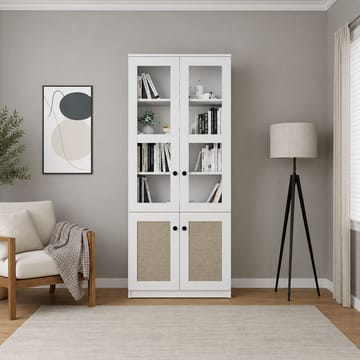 Flerbruks skap Hanah Home Lisa (80 x 190 x 37 cm) Hvit - Hvit - Oppbevaring - Skap - Vitrineskap
