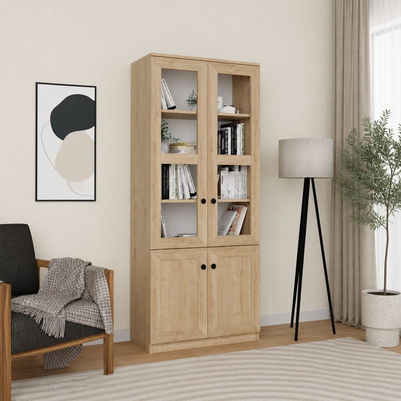 Flerbruks skap Hanah Home Lisa (80 x 190 x 37 cm) Sapphire Oak - Sapphire Oak - Oppbevaring - Skap - Vitrineskap