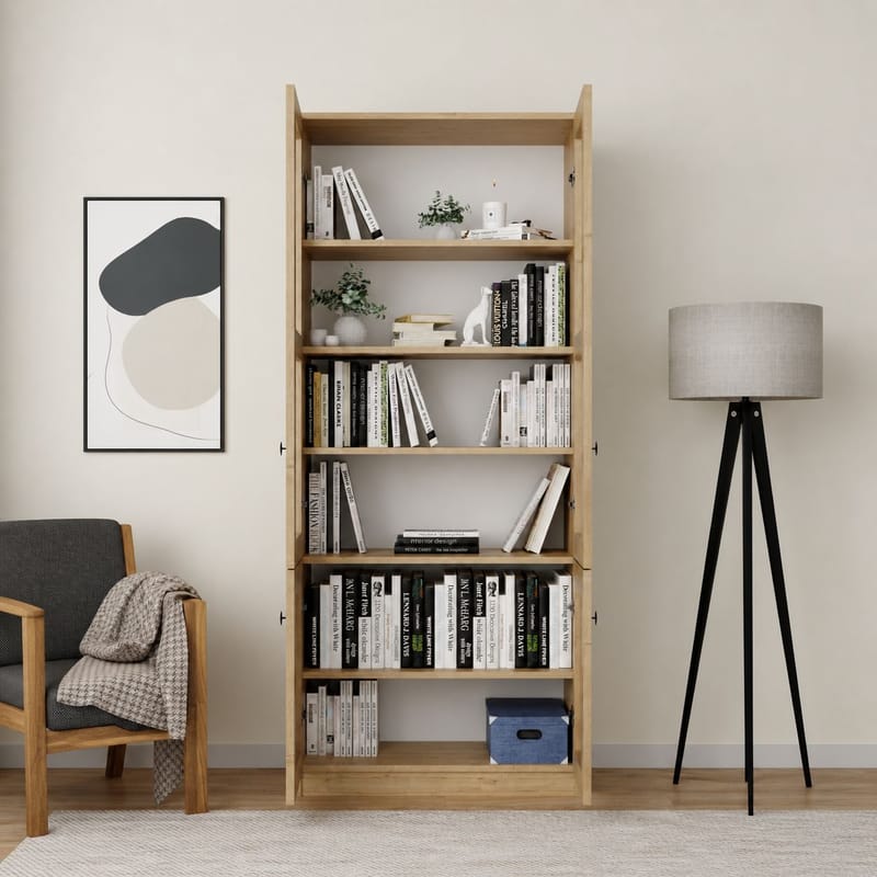 Flerbruks skap Hanah Home Lisa (80 x 190 x 37 cm) Sapphire Oak - Sapphire Oak - Oppbevaring - Skap - Vitrineskap