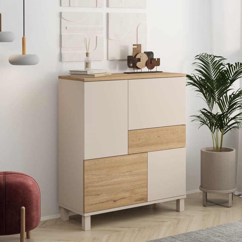 Flerbruks skap Hanah Home Mood (87,2 x 101,1 x 35 cm) Sand Oak - Sand og eik - Oppbevaring - Skap - Oppbevaringsskap