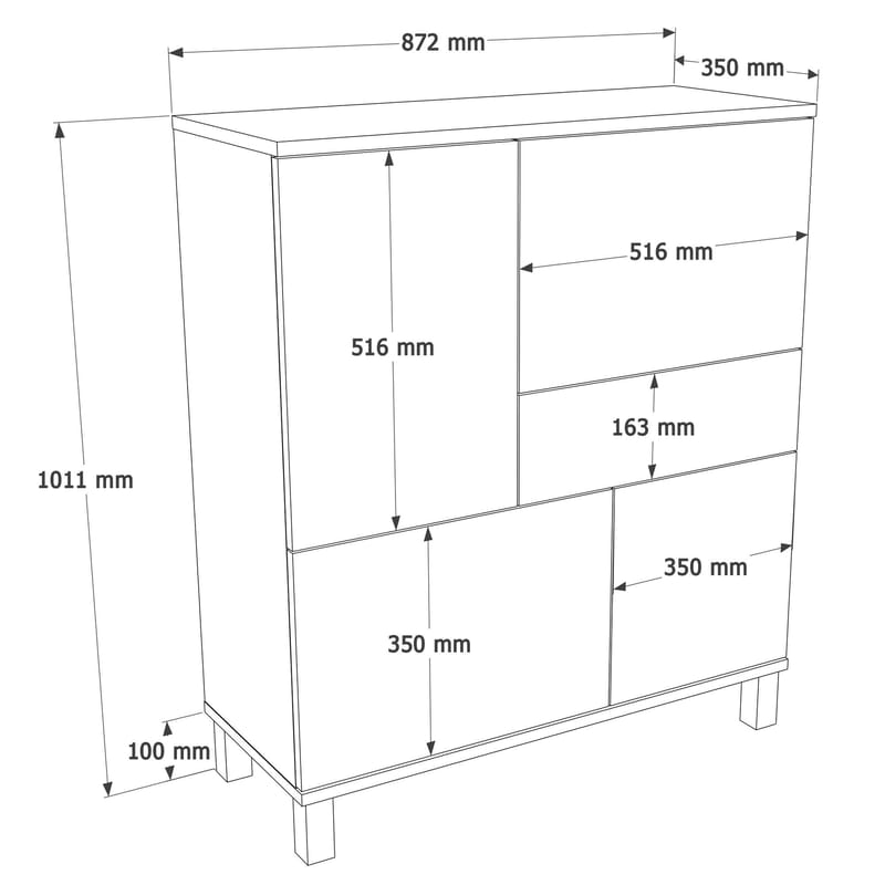 Flerbruks skap Hanah Home Mood (87,2 x 101,1 x 35 cm) Sand Oak - Sand og eik - Oppbevaring - Skap - Oppbevaringsskap