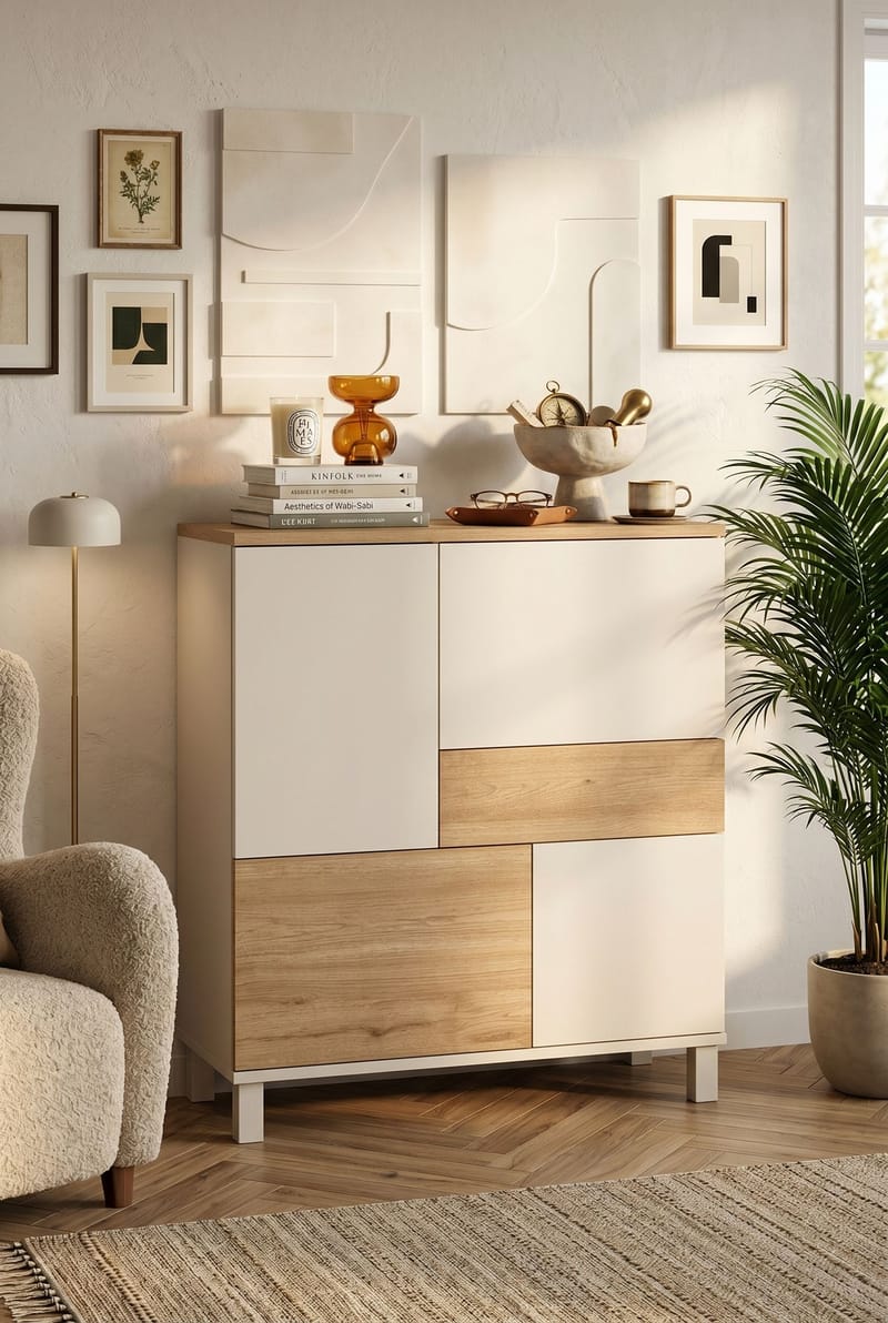 Flerbruks skap Hanah Home Mood (87,2 x 101,1 x 35 cm) Sand Oak - Sand og eik - Oppbevaring - Skap - Oppbevaringsskap