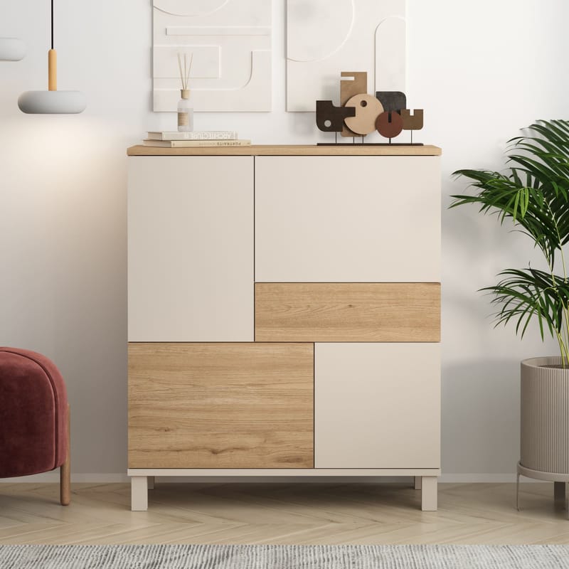 Flerbruks skap Hanah Home Mood (87,2 x 101,1 x 35 cm) Sand Oak - Sand og eik - Oppbevaring - Skap - Oppbevaringsskap