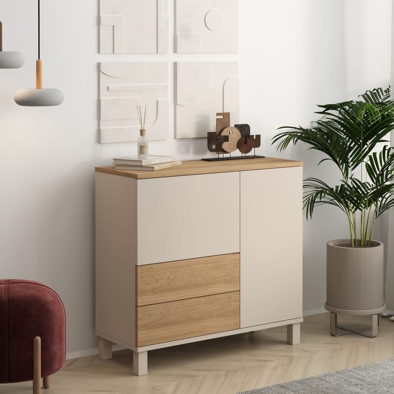 Flerbruks skap Hanah Home Mood (87,2 x 82,4 x 35 cm) Sand Oak - Sand og eik - Oppbevaring - Skap - Oppbevaringsskap