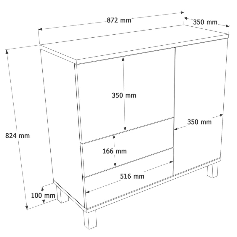 Flerbruks skap Hanah Home Mood (87,2 x 82,4 x 35 cm) Sand Oak - Sand og eik - Oppbevaring - Skap - Oppbevaringsskap