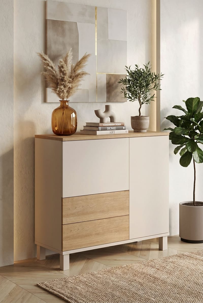 Flerbruks skap Hanah Home Mood (87,2 x 82,4 x 35 cm) Sand Oak - Sand og eik - Oppbevaring - Skap - Oppbevaringsskap