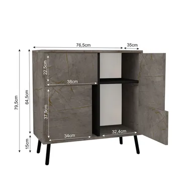 Flerbruks skap Homitis Darien (76,5 x 79,5 x 35 cm) Marmor svart tre - Oppbevaring - Skap - Oppbevaringsskap