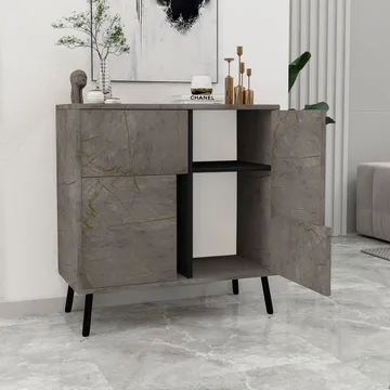 Flerbruks skap Homitis Darien (76,5 x 79,5 x 35 cm) Marmor svart tre - Oppbevaring - Skap - Oppbevaringsskap