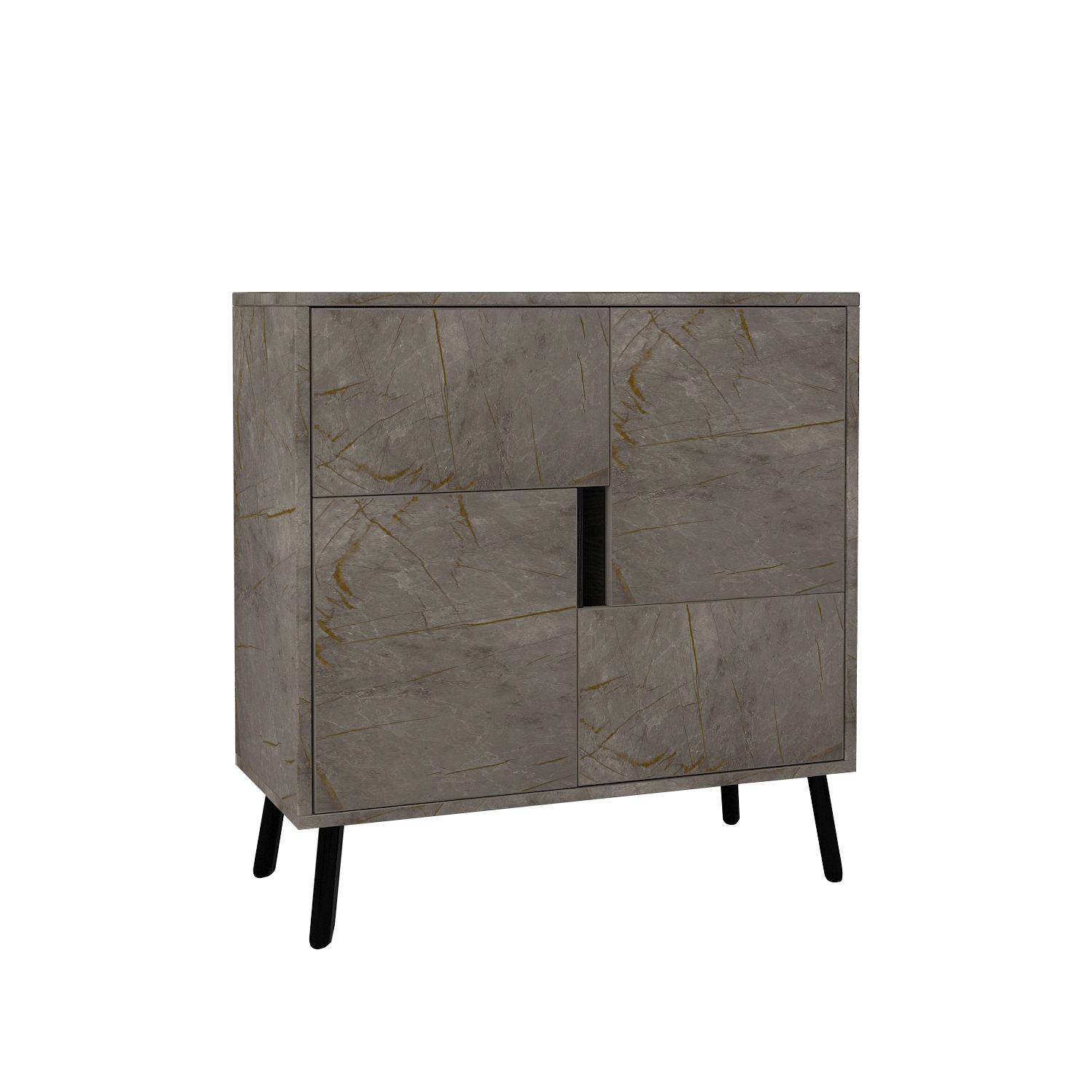 Flerbruks skap Homitis Darien (76,5 x 79,5 x 35 cm) Marmor svart tre -