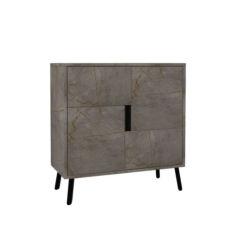 Flerbruks skap Homitis Darien (76,5 x 79,5 x 35 cm) Marmor svart tre, undefined