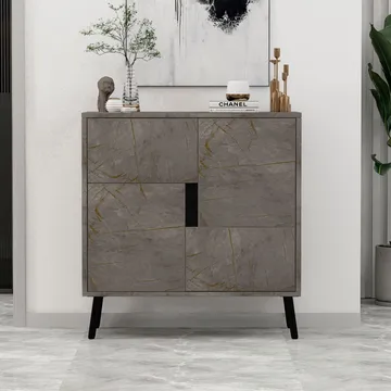 Flerbruks skap Homitis Darien (76,5 x 79,5 x 35 cm) Marmor svart tre - Oppbevaring - Skap - Oppbevaringsskap