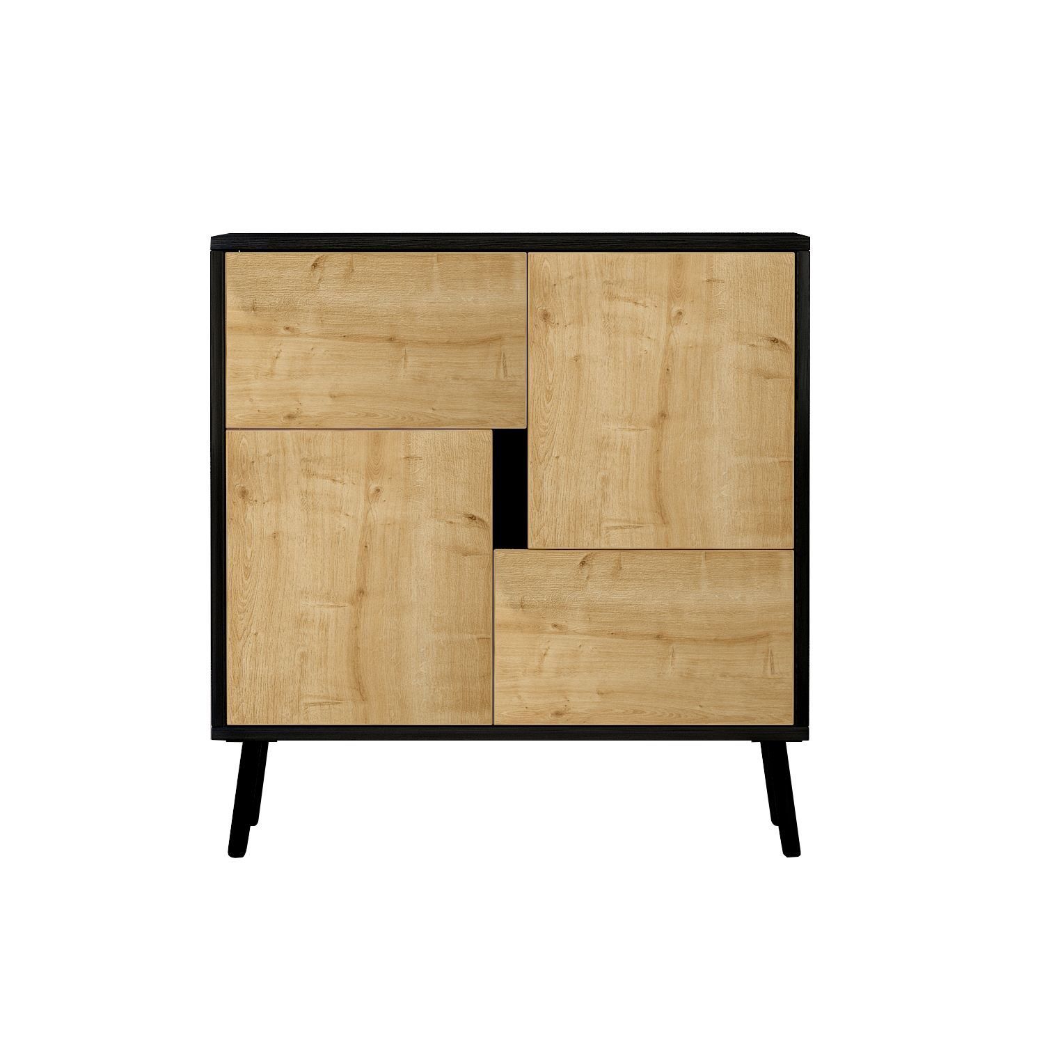 Flerbruks skap Homitis Darien (76,5 x 79,5 x 35 cm) Svart tre safir-eik -