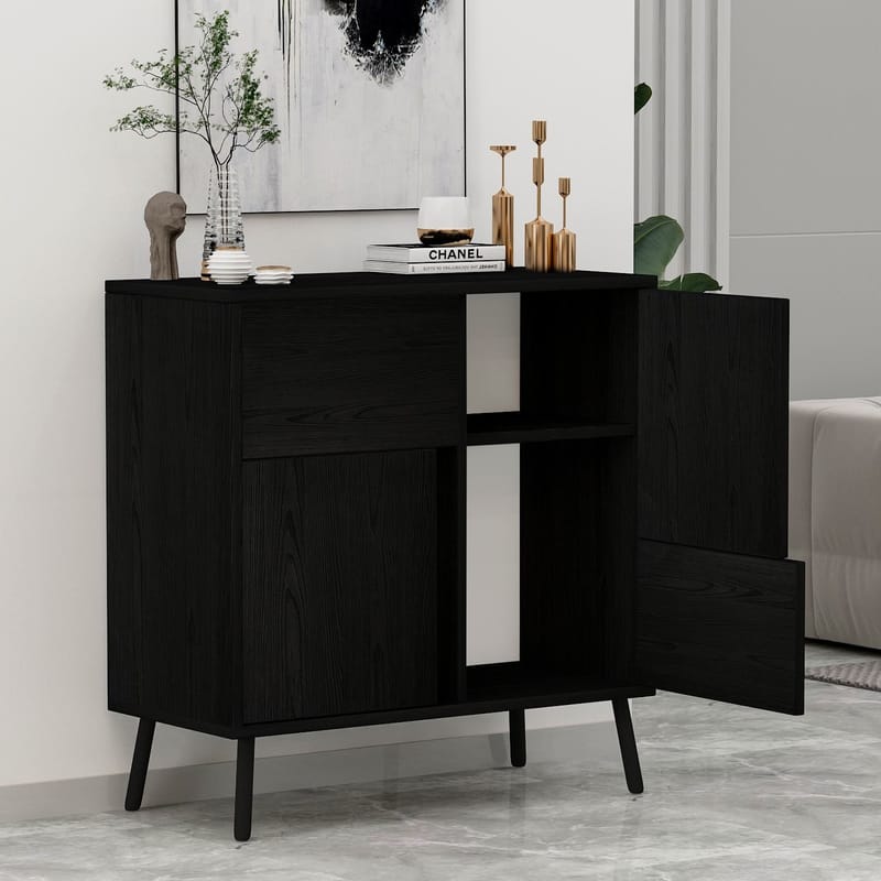 Flerbruks skap Homitis Darien (76,5 x 79,5 x 35 cm) Svart tre - Oppbevaring - Skap - Oppbevaringsskap