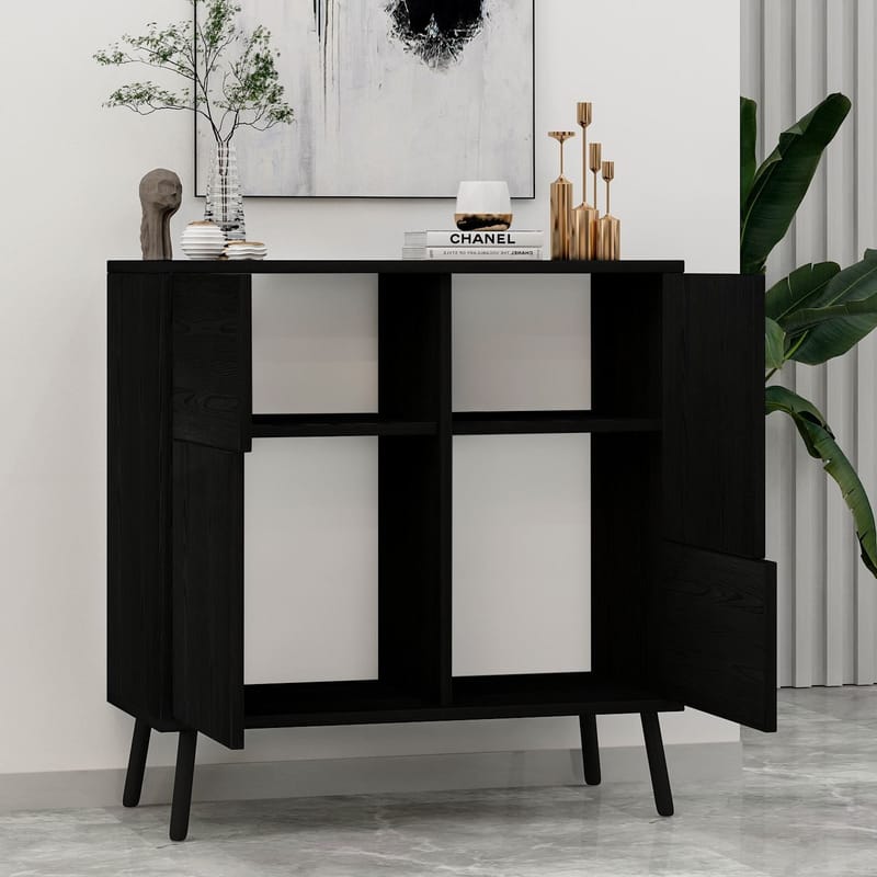 Flerbruks skap Homitis Darien (76,5 x 79,5 x 35 cm) Svart tre - Oppbevaring - Skap - Oppbevaringsskap