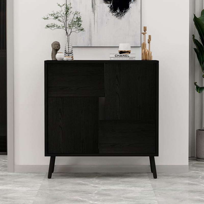 Flerbruks skap Homitis Darien (76,5 x 79,5 x 35 cm) Svart tre - Oppbevaring - Skap - Oppbevaringsskap