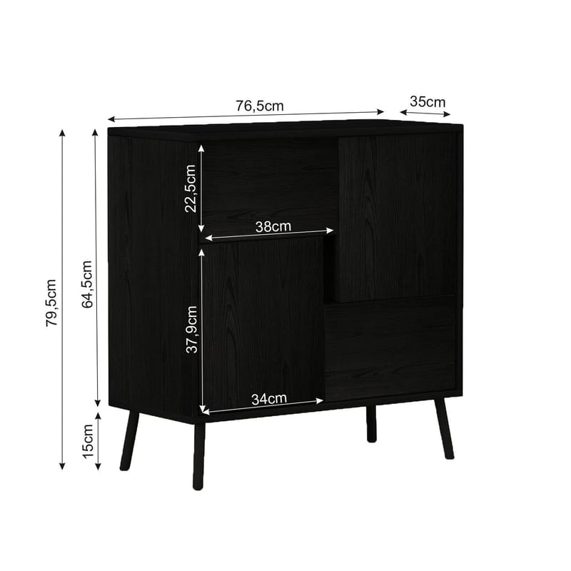 Flerbruks skap Homitis Darien (76,5 x 79,5 x 35 cm) Svart tre - Oppbevaring - Skap - Oppbevaringsskap