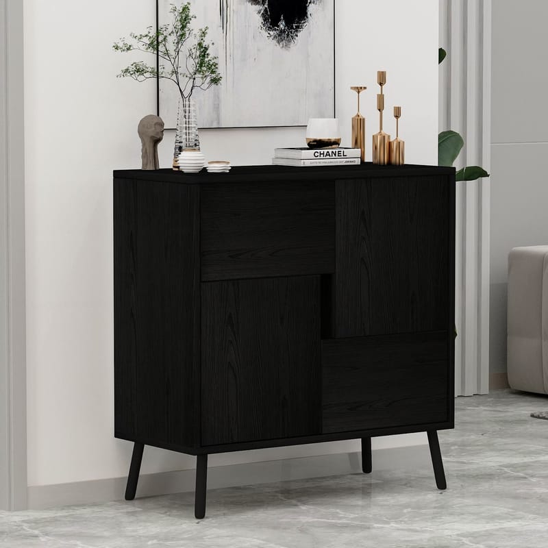 Flerbruks skap Homitis Darien (76,5 x 79,5 x 35 cm) Svart tre - Oppbevaring - Skap - Oppbevaringsskap