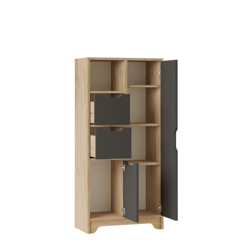 Flerbruks skap Homitis Libero (71 x 140 x 34 cm) Eik antrasitt - Eik/Antrasitt - Oppbevaring - Skap - Oppbevaringsskap