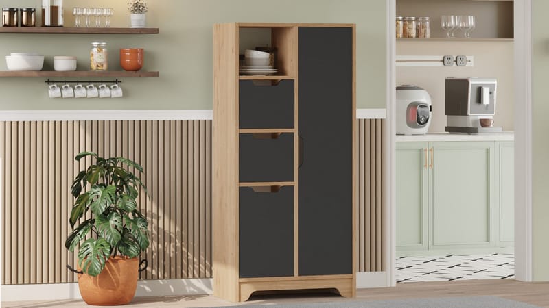 Flerbruks skap Homitis Libero (71 x 140 x 34 cm) Eik antrasitt - Eik/Antrasitt - Oppbevaring - Skap - Oppbevaringsskap