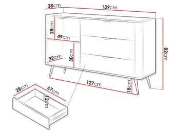 Forba skjenk 139 cm - hvit - Oppbevaring - Skap - Barskap