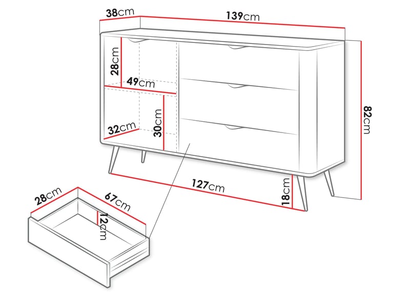 Forba skjenk 139 cm - hvit - Oppbevaring - Skap - Barskap