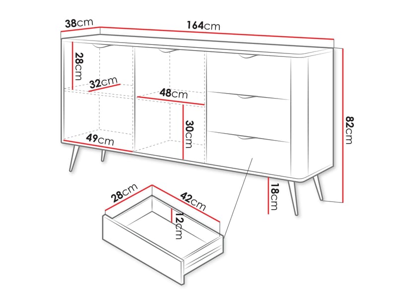 Forba skjenk 164 cm - hvit - Oppbevaring - Skap - Barskap