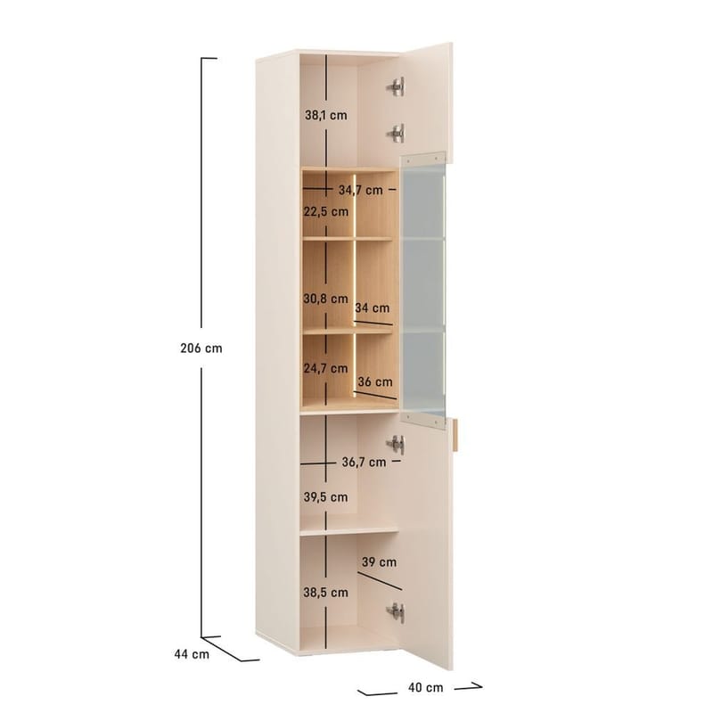 Glasskabinett 4 You Fresh Smal - Sandbeige - Oppbevaring - Skap - Vitrineskap