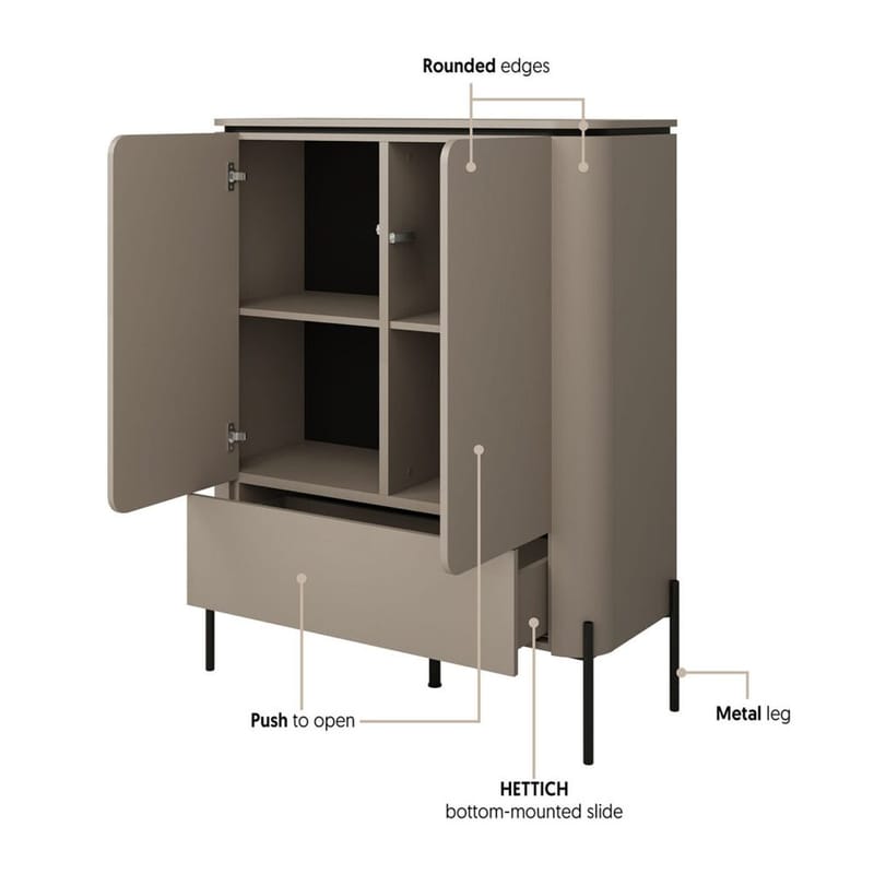 Høy skap Bello 2 dører 1 skuff - Oppbevaring - Skap - Oppbevaringsskap