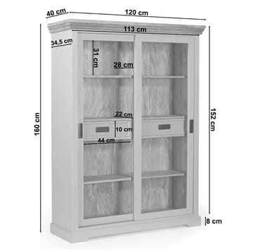 Høyskap Loft24 Alpinist - grå og naturtre - Oppbevaring - Skap - Vitrineskap