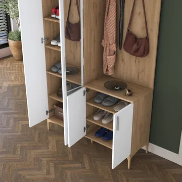 Hallstativ Wallxpert Dara EA147 (120 x 198,6 x 37,5 cm) Valnøtt hvit - Valnøtt og hvit - Oppbevaring - Skap - Vitrineskap