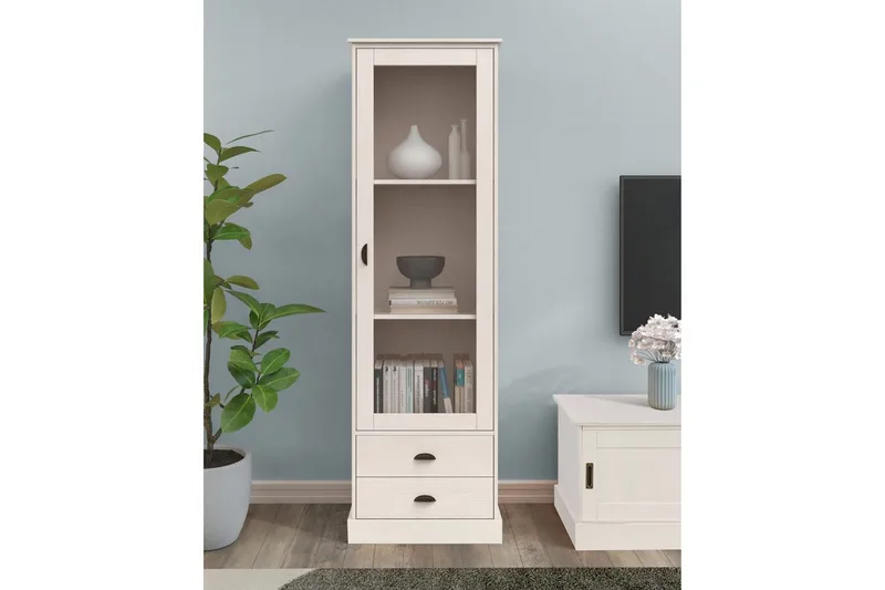 Harry Vitrineskap 55x180 cm - Hvit - Oppbevaring - Skap - Vitrineskap