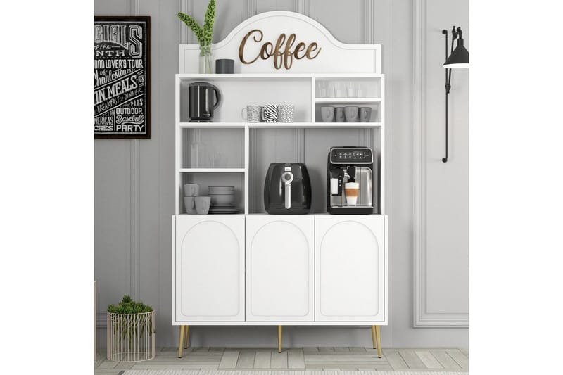 Hazim Barskap 120x202 cm - Gull/Hvit - Oppbevaring - Skap - Barskap