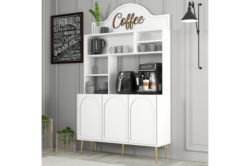 Hazim Barskap 120x202 cm - Gull/Hvit - Oppbevaring - Skap - Barskap