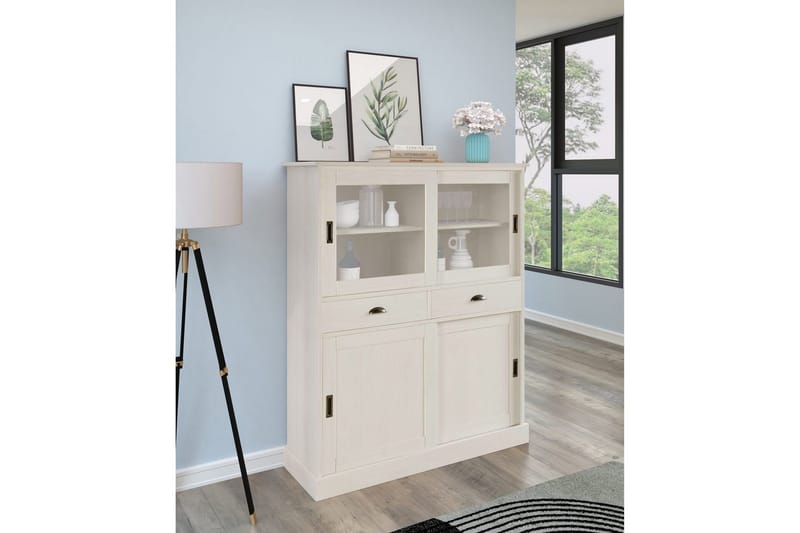 Highboard og skapkommode Loft24 Høyskap Harry hvit Vit - Oppbevaring - Skap - Oppbevaringsskap