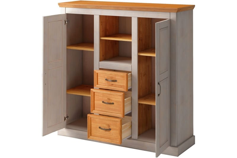 Highboard og skapkommode Loft24 Høyskap Selma grå Grå - Oppbevaring - Skap - Oppbevaringsskap