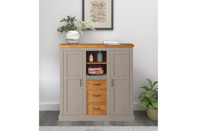 Highboard og skapkommode Loft24 Høyskap Selma grå Grå - Oppbevaring - Skap - Oppbevaringsskap