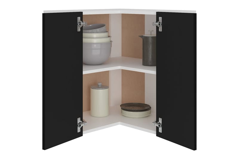 Hengende hjørneskap svart 57x57x60 cm sponplate - Svart - Oppbevaring - Skap - Hjørneskap